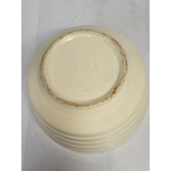 Vintage Ivory Ironstone Bowl, Ivory Small Beehive Ribbed, USA Farmhouse Kitchen - Picture 4 of 5